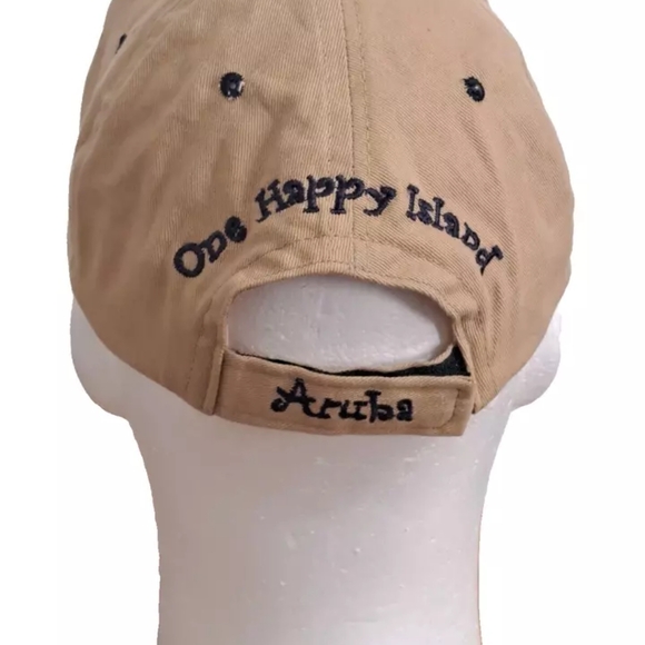 Aruba One Happy Island Hat Cap Men's Strap Back Black Adjustable Baseball - Picture 5 of 8